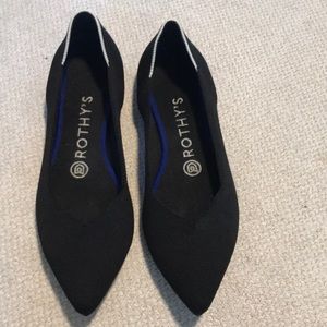 Rothy’s Solid Black White Halo Flats NEVER WORN